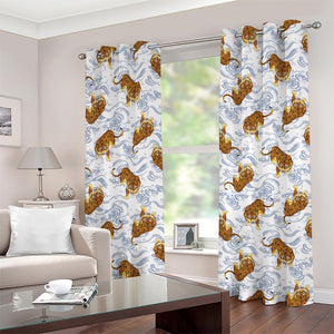 Japanese Tiger Pattern Print Grommet Curtains