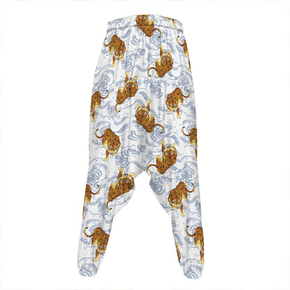 Japanese Tiger Pattern Print Hammer Pants