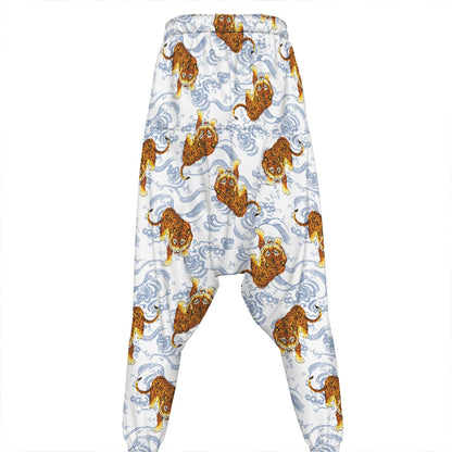 Japanese Tiger Pattern Print Hammer Pants