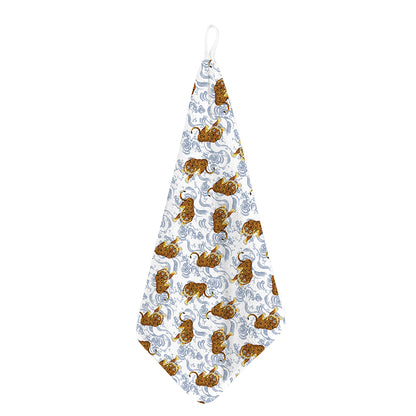 Japanese Tiger Pattern Print Hand Towel