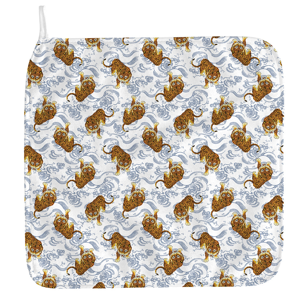 Japanese Tiger Pattern Print Hand Towel