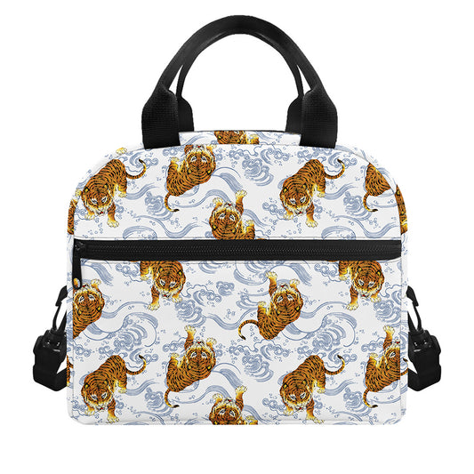 Japanese Tiger Pattern Print Insulated Lunch Bag
