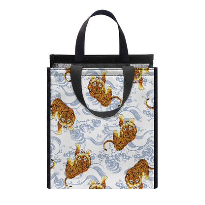 Japanese Tiger Pattern Print Insulated Lunch Tote