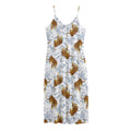 Japanese Tiger Pattern Print Jersey Midi Cami Dress