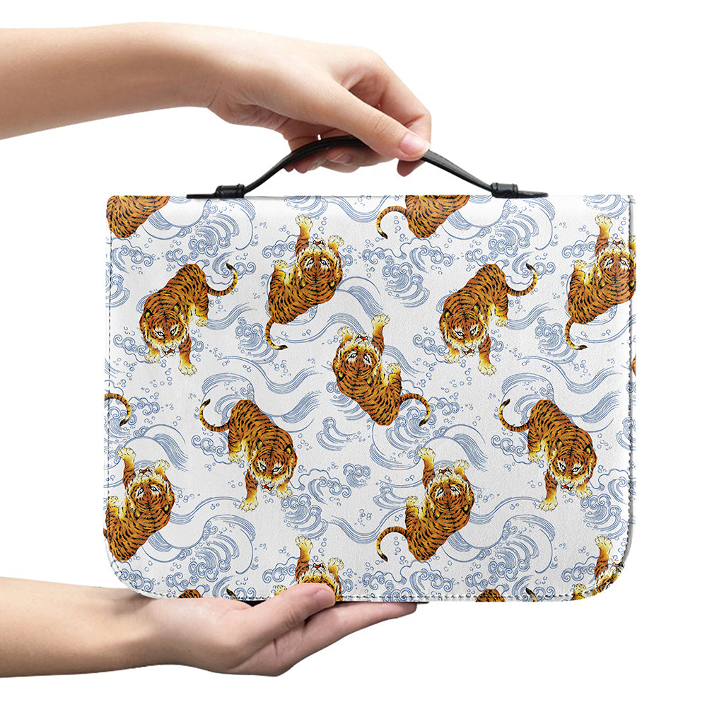Japanese Tiger Pattern Print Leather Bible Cover