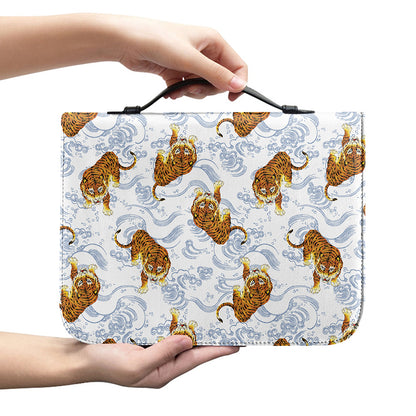 Japanese Tiger Pattern Print Leather Bible Cover