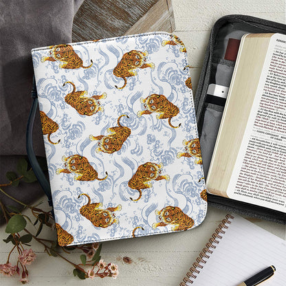 Japanese Tiger Pattern Print Leather Bible Cover