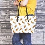 Japanese Tiger Pattern Print Leather Tote Bag