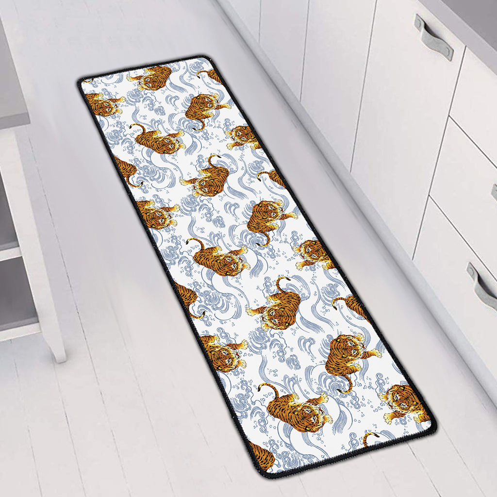 Japanese Tiger Pattern Print Long Kitchen Mat