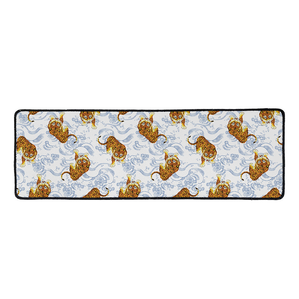 Japanese Tiger Pattern Print Long Kitchen Mat