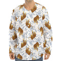 Japanese Tiger Pattern Print Long Sleeve Baseball Jersey