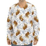 Japanese Tiger Pattern Print Long Sleeve Baseball Jersey