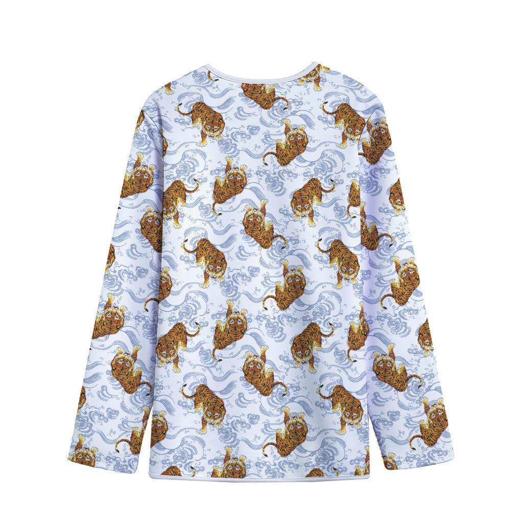 Japanese Tiger Pattern Print Long Sleeve Short Coat