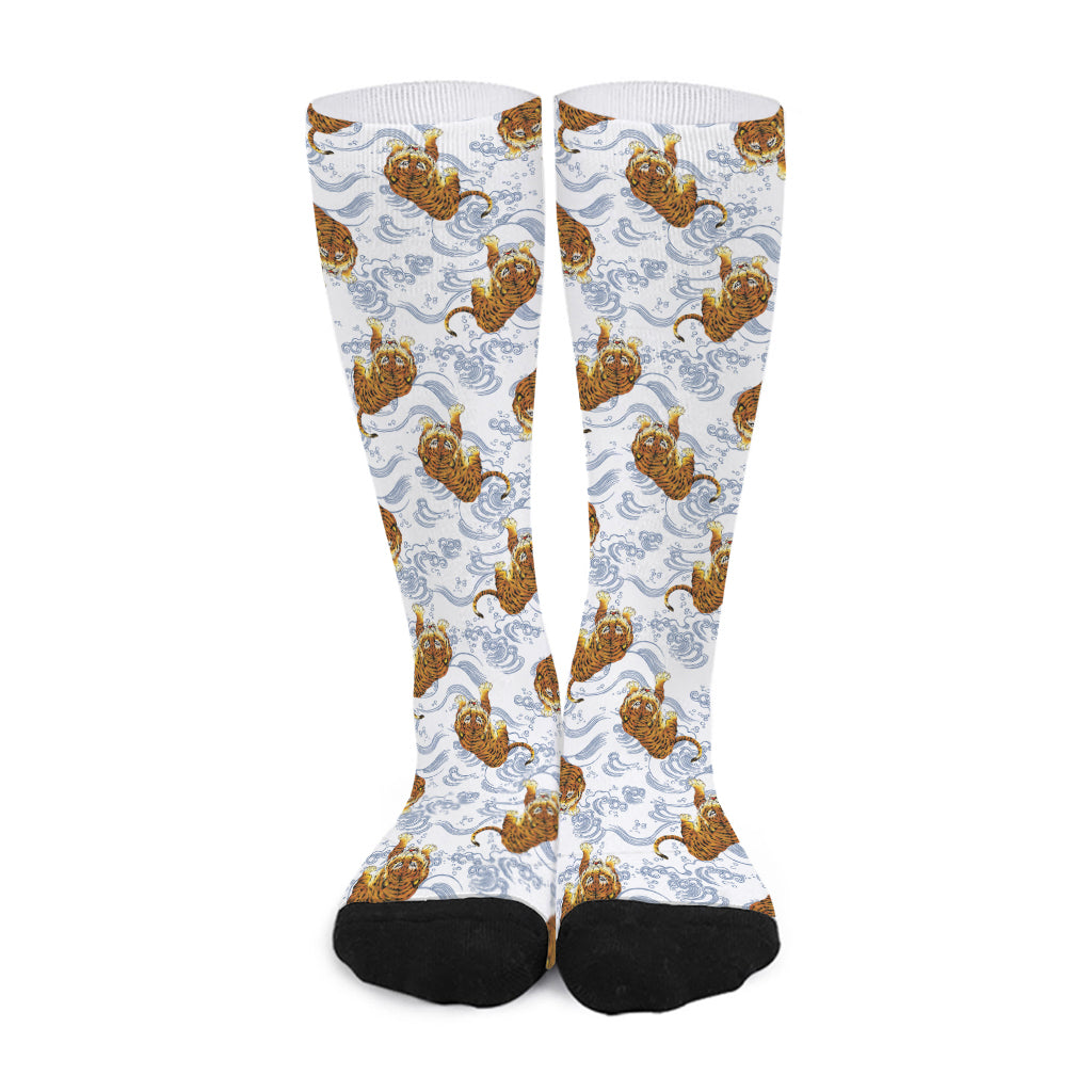 Japanese Tiger Pattern Print Long Socks