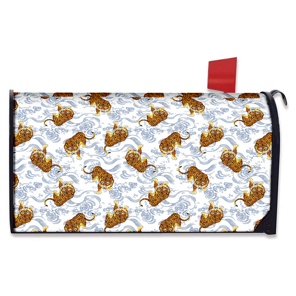 Japanese Tiger Pattern Print Mailbox Cover