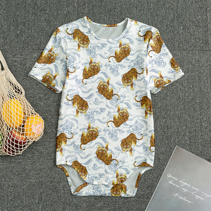 Japanese Tiger Pattern Print Men's Bodysuit