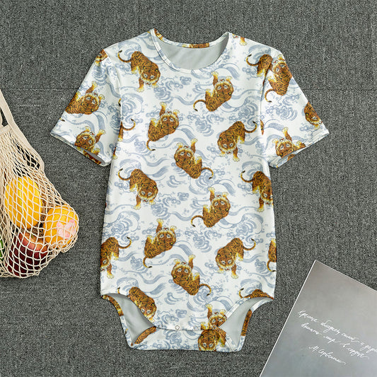 Japanese Tiger Pattern Print Men's Bodysuit