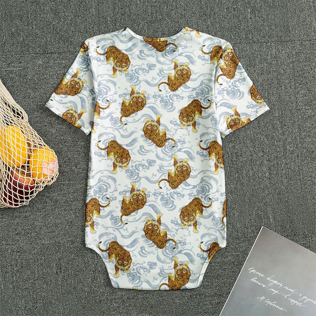 Japanese Tiger Pattern Print Men's Bodysuit