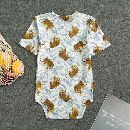 Japanese Tiger Pattern Print Men's Bodysuit