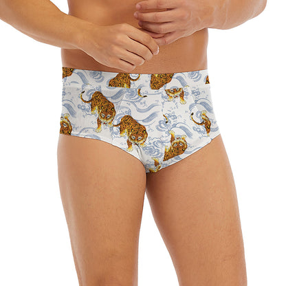 Japanese Tiger Pattern Print Men's Briefs