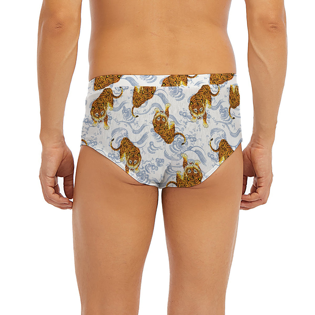 Japanese Tiger Pattern Print Men's Briefs