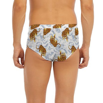 Japanese Tiger Pattern Print Men's Briefs