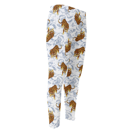Japanese Tiger Pattern Print Men's Compression Pants
