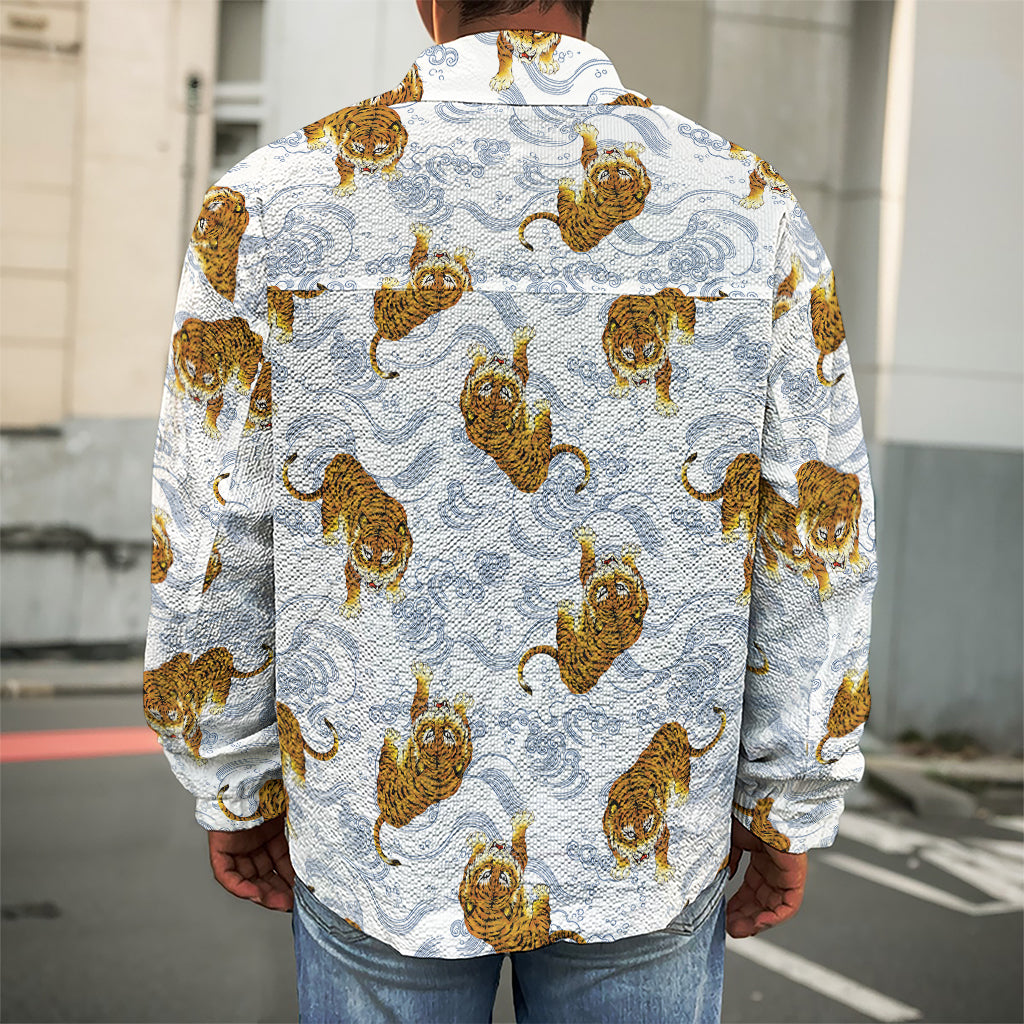 Japanese Tiger Pattern Print Men's Shirt Jacket