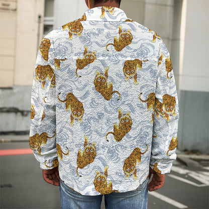 Japanese Tiger Pattern Print Men's Shirt Jacket