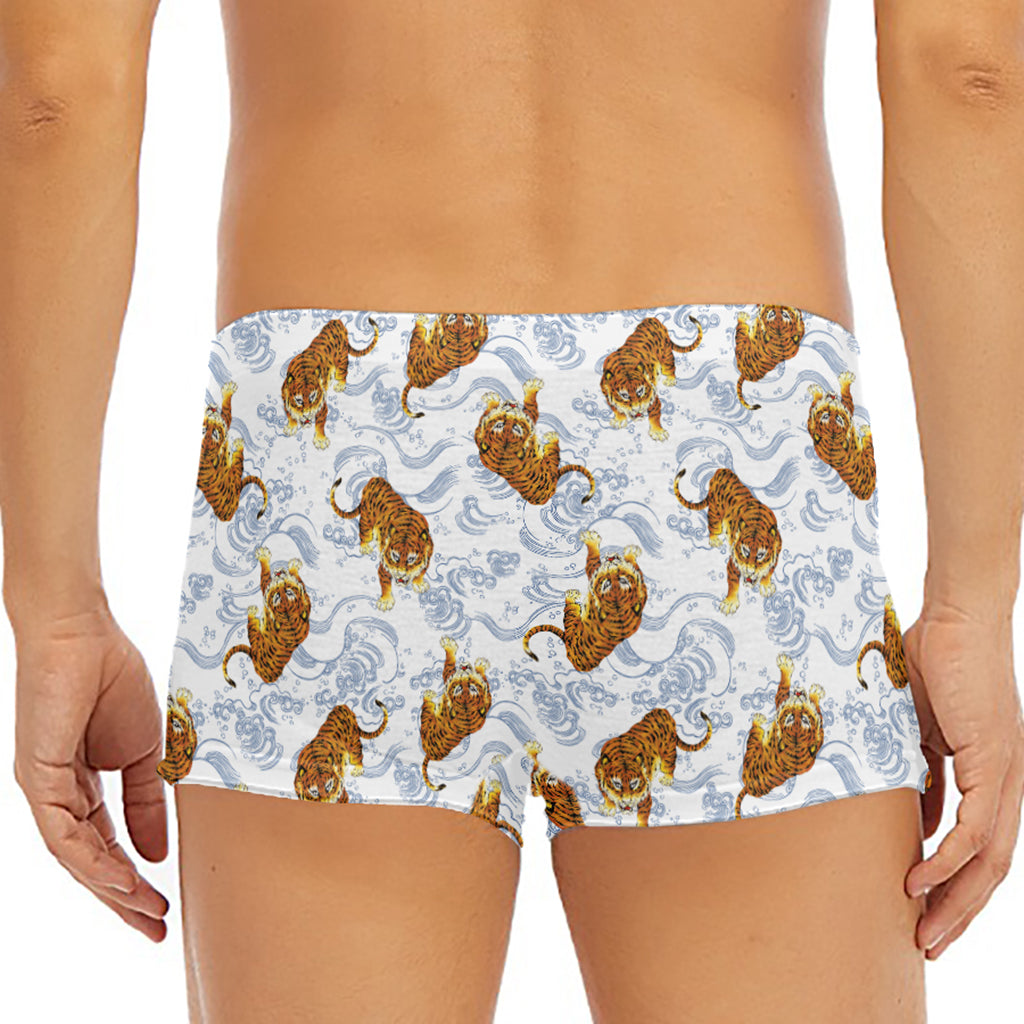 Japanese Tiger Pattern Print Men's Short Boxer Briefs
