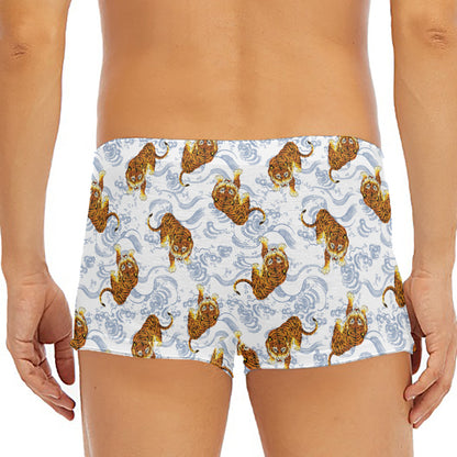 Japanese Tiger Pattern Print Men's Short Boxer Briefs