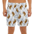 Japanese Tiger Pattern Print Men's Split Running Shorts