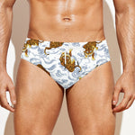 Japanese Tiger Pattern Print Men's Swim Briefs