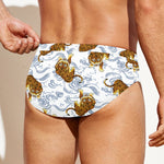 Japanese Tiger Pattern Print Men's Swim Briefs