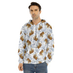 Japanese Tiger Pattern Print Men's Velvet Pullover Hoodie