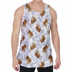 Japanese Tiger Pattern Print Men's Velvet Tank Top