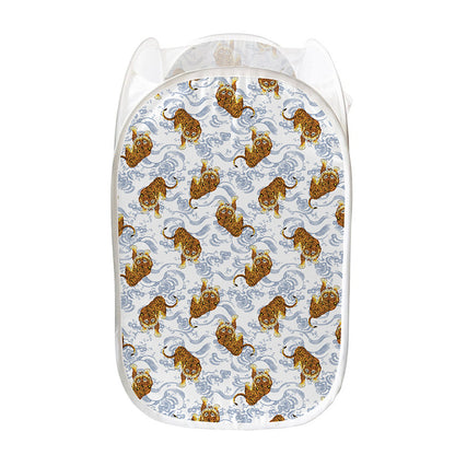 Japanese Tiger Pattern Print Mesh Laundry Hamper