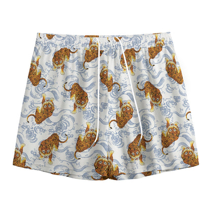 Japanese Tiger Pattern Print Mesh Shorts