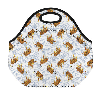 Japanese Tiger Pattern Print Neoprene Lunch Bag
