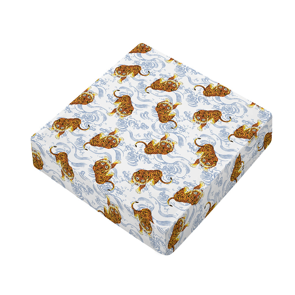 Japanese Tiger Pattern Print Outdoor Seat Cushion Cover