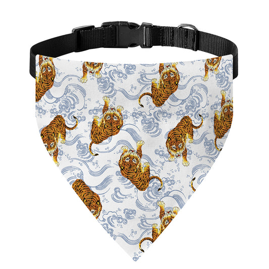Japanese Tiger Pattern Print Over The Collar Dog Bandana