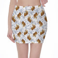 Japanese Tiger Pattern Print Pencil Mini Skirt