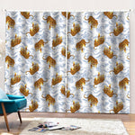 Japanese Tiger Pattern Print Pencil Pleat Curtains