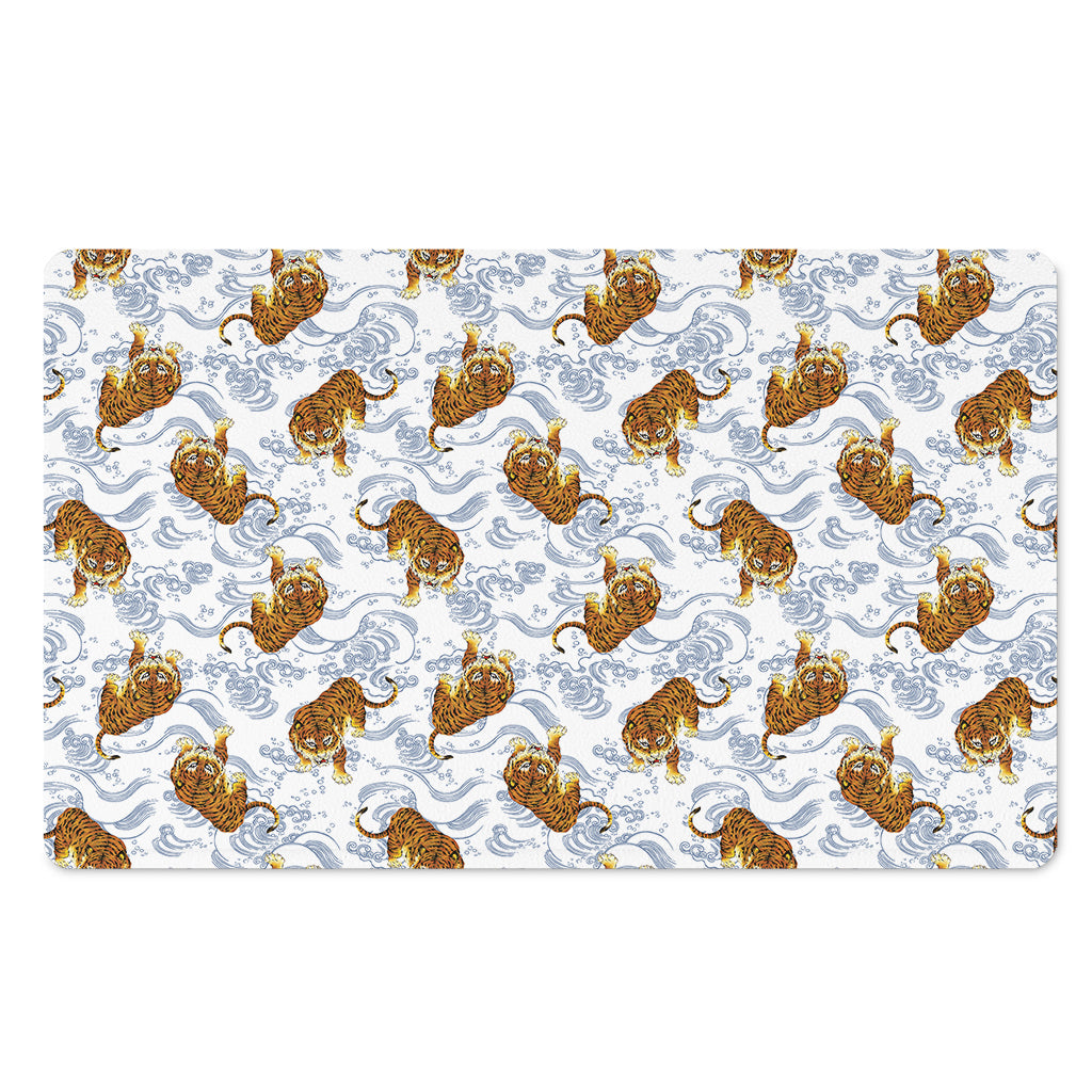 Japanese Tiger Pattern Print Polyester Doormat