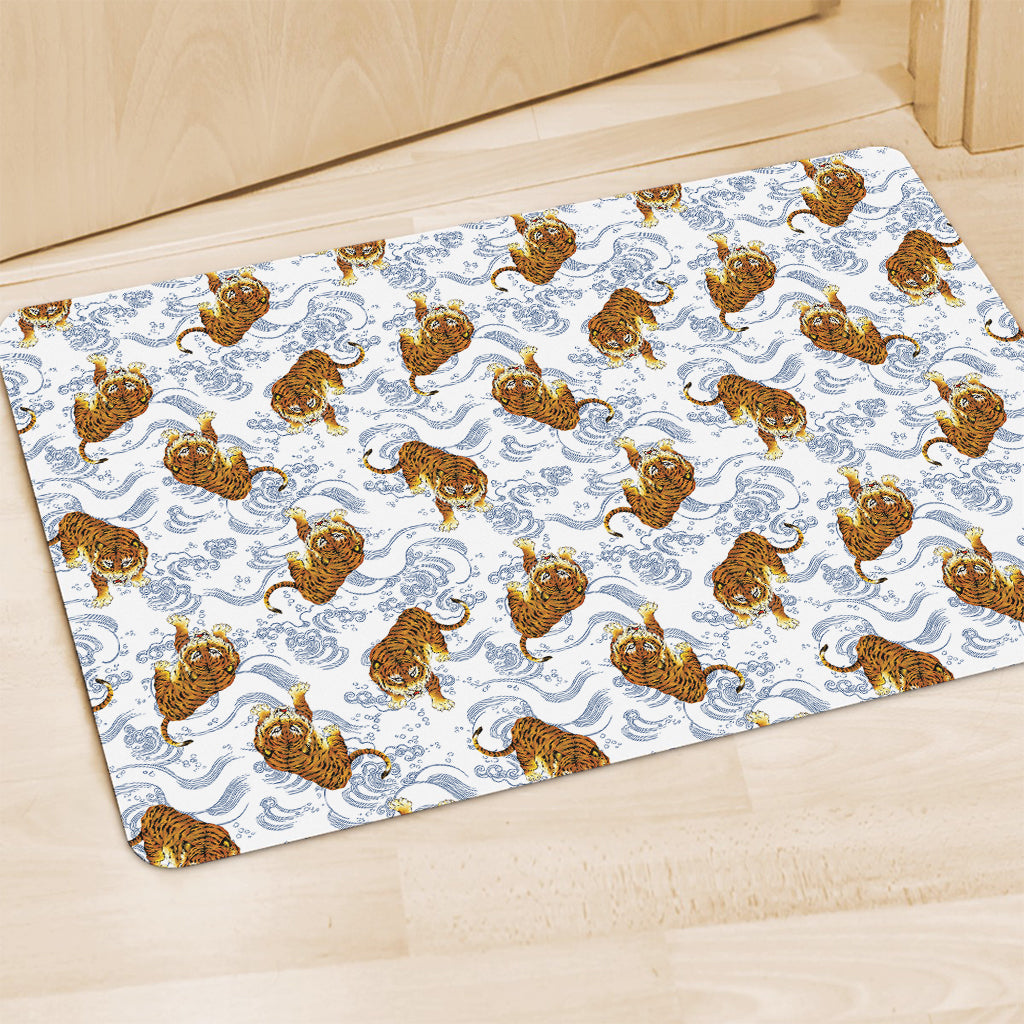 Japanese Tiger Pattern Print Polyester Doormat