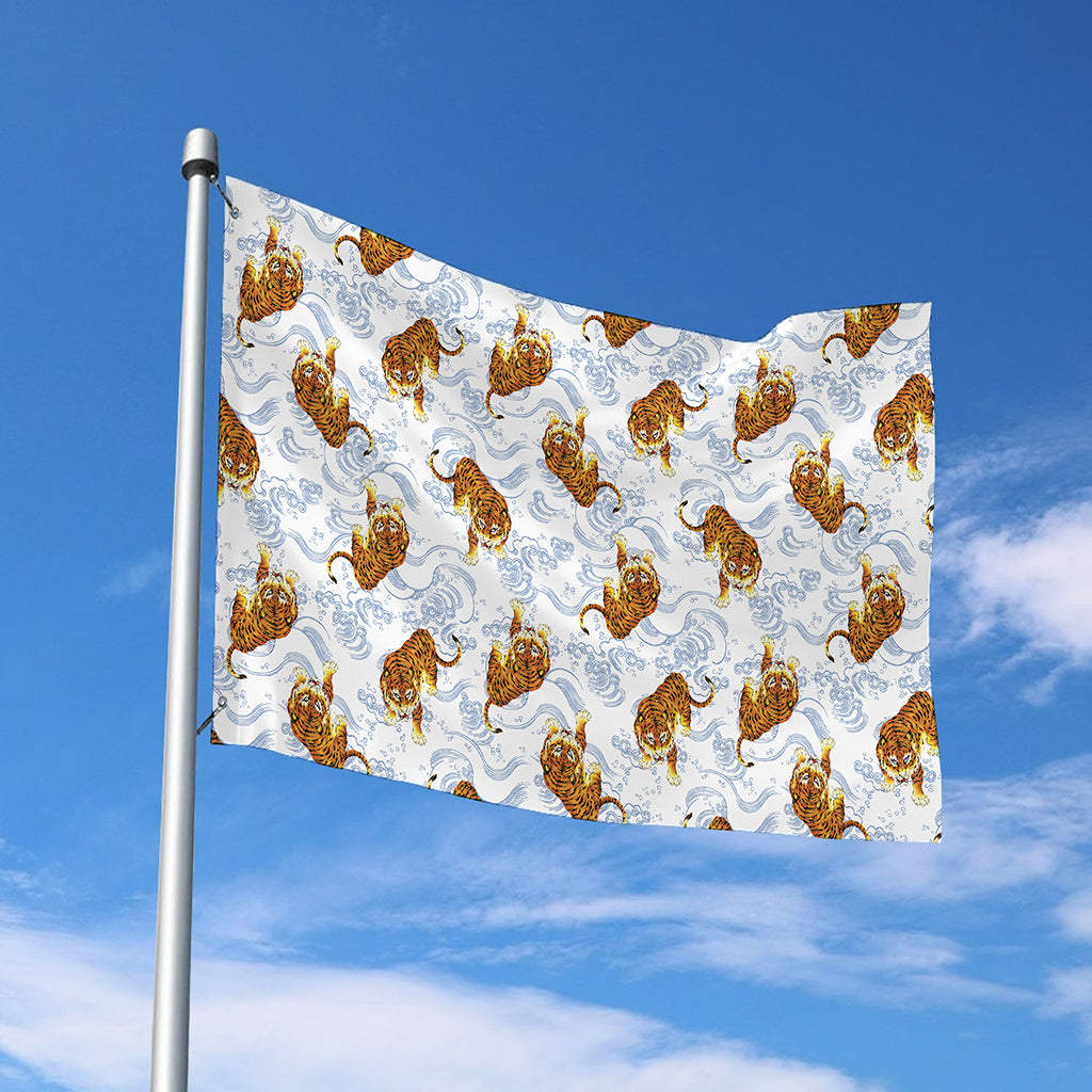 Japanese Tiger Pattern Print Polyester Flag