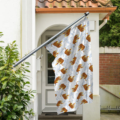 Japanese Tiger Pattern Print Polyester Flag