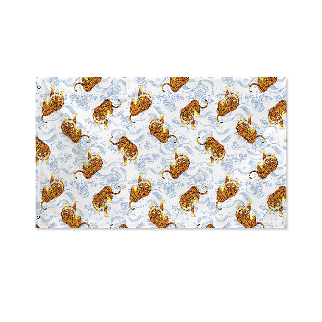 Japanese Tiger Pattern Print Polyester Flag