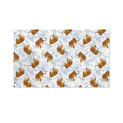 Japanese Tiger Pattern Print Polyester Flag
