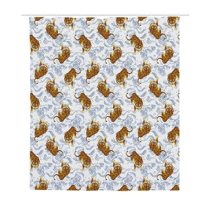 Japanese Tiger Pattern Print Polyester Shower Curtain